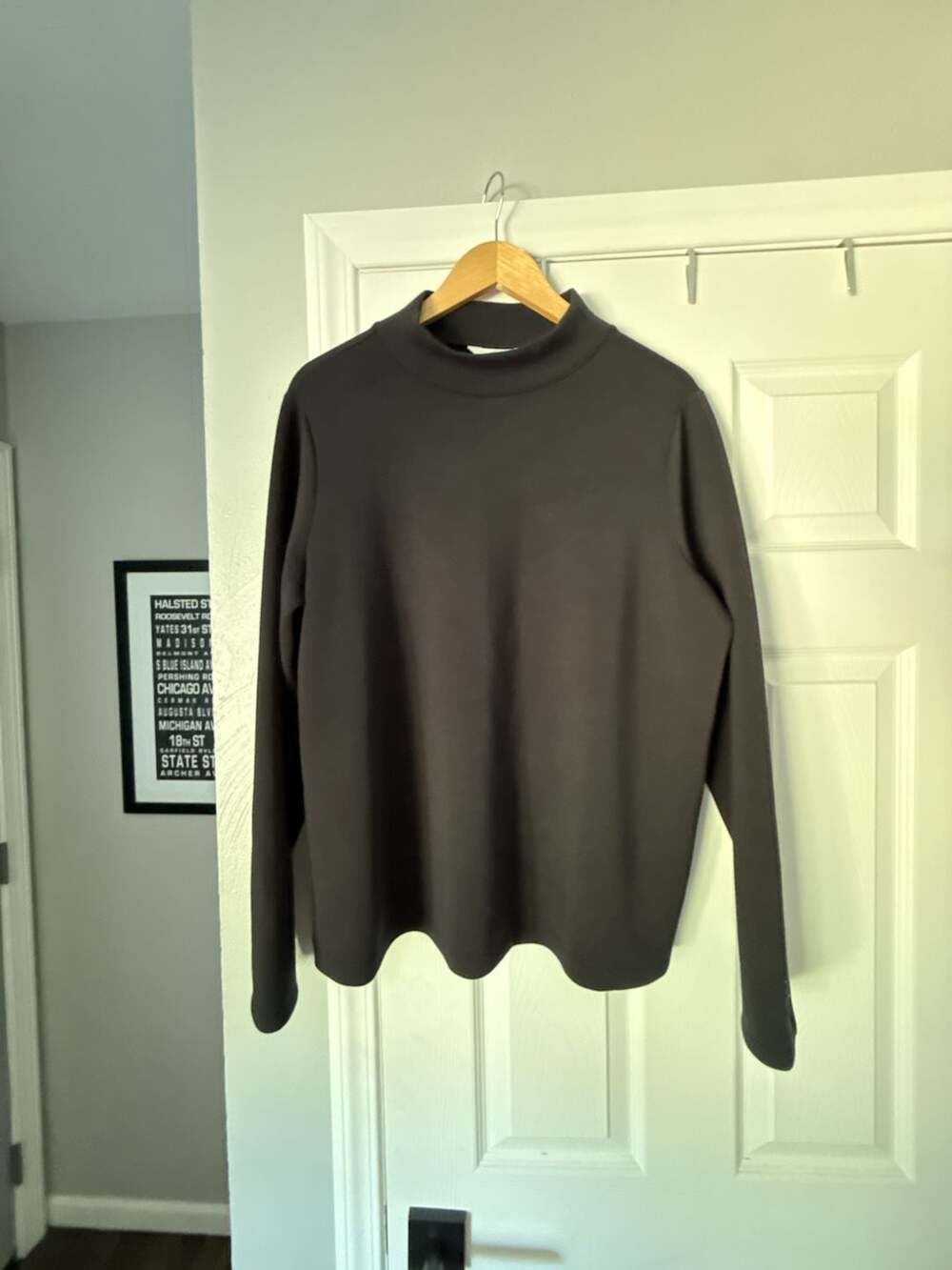Spanx Air Essentials Long Sleeve Mock Neck Pullover Top in Black